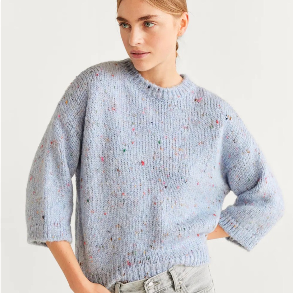 Never worn Mango blue/ multi color trendy sweater
